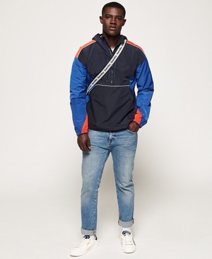 Superdry Jared Overhead Cagoule Férfi Kabát Kék | QTIMO6183